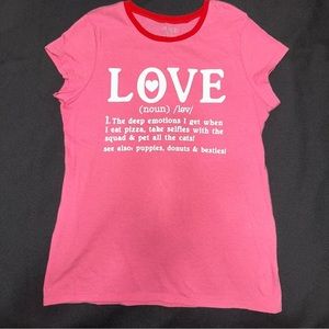 Children’s Place Valentine’s Day tee pink‎ girls size XL 14